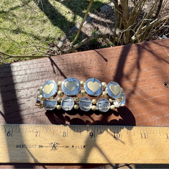 NWOT Lia Sophia Heart Stretchy Bracelet - Two Toned - Picture 7 of 9